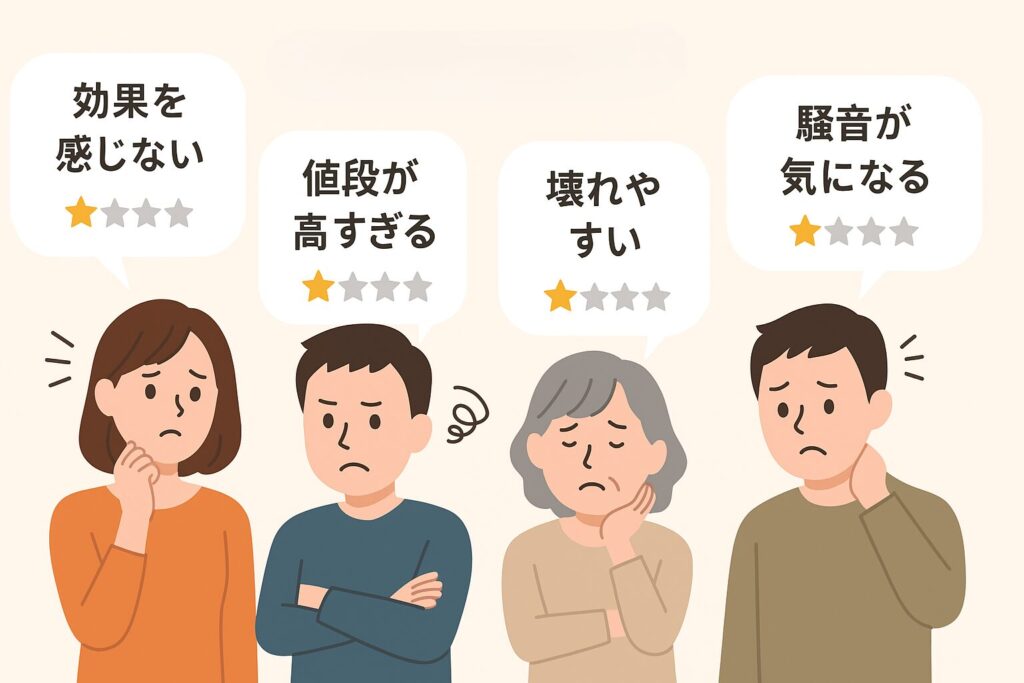 ミラブルに不満を持っている人たちの口コミのイラスト