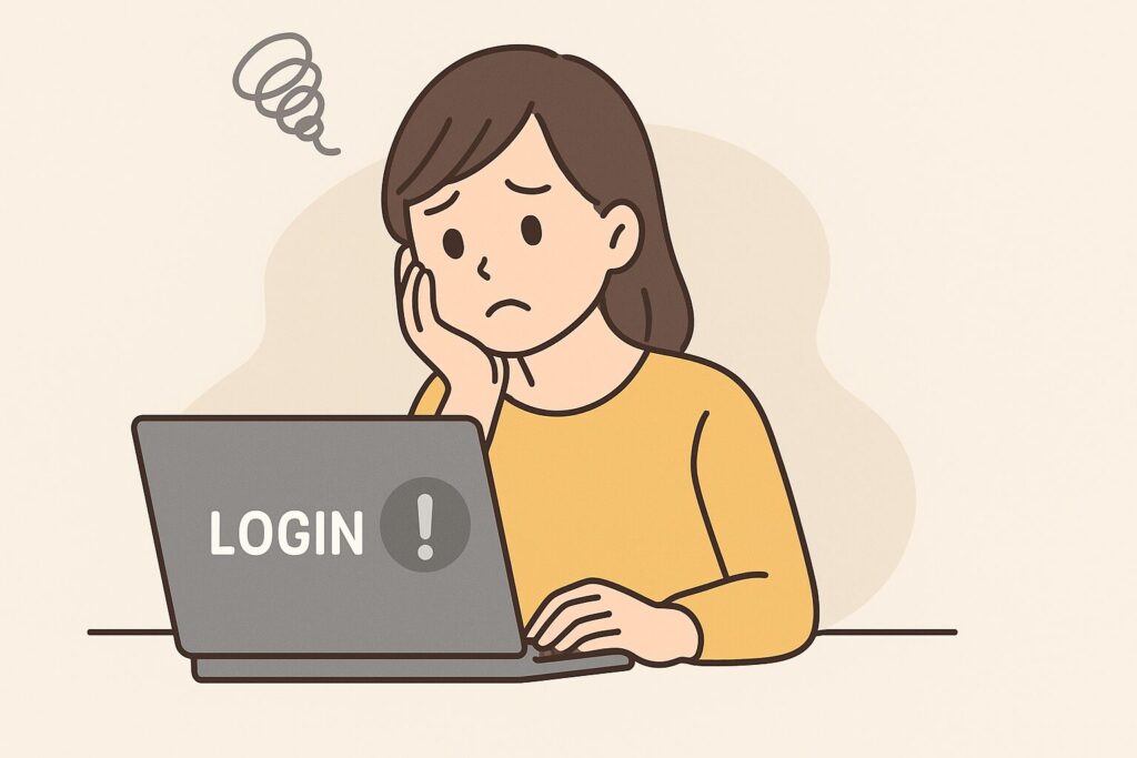 ログインできなくて困っている人のイラスト
