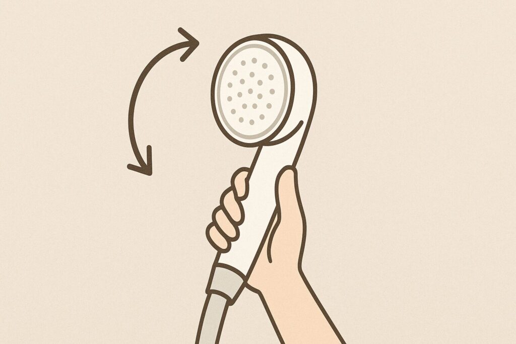ミラブルのシャワーヘッドの角度を調整している様子のイラスト