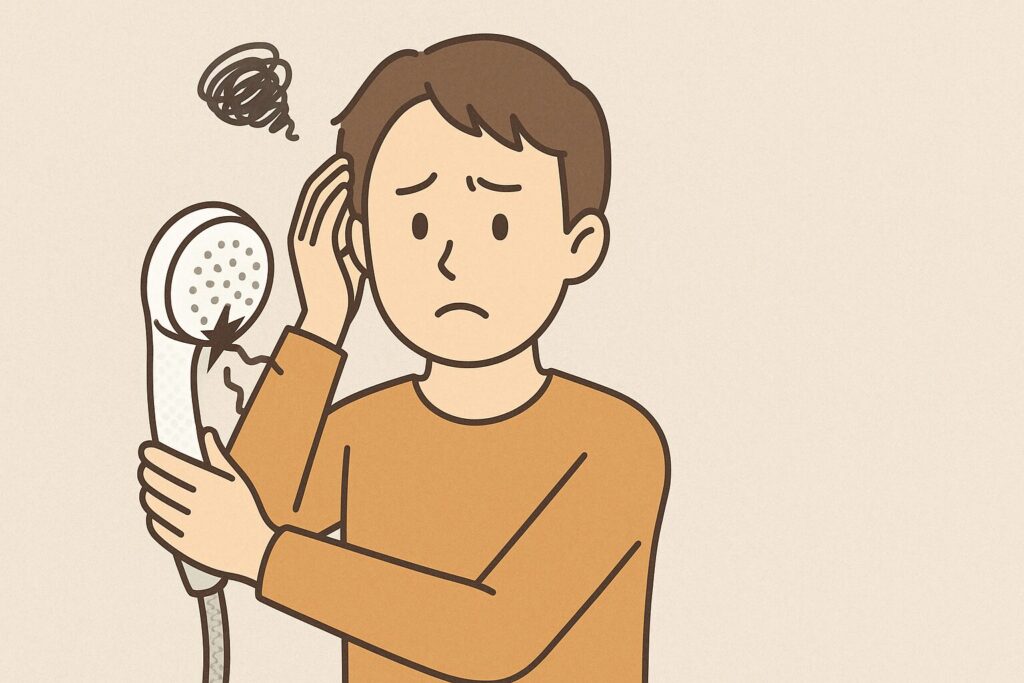 ミラブルが壊れて困っている男性のイラスト