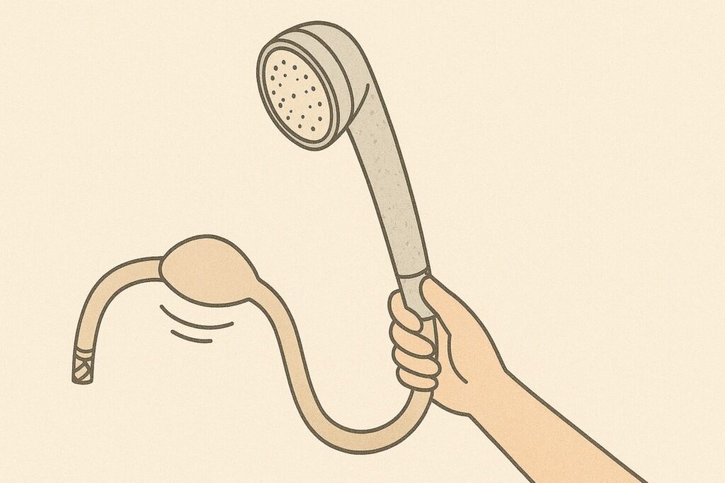ミラブルのシャワーホースが膨らんでいる様子のイラスト